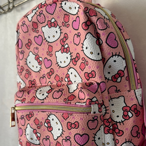 Hello Kitty Other - Hello Kitty Pink & White Kids Backpack with Heart and Apple Pattern